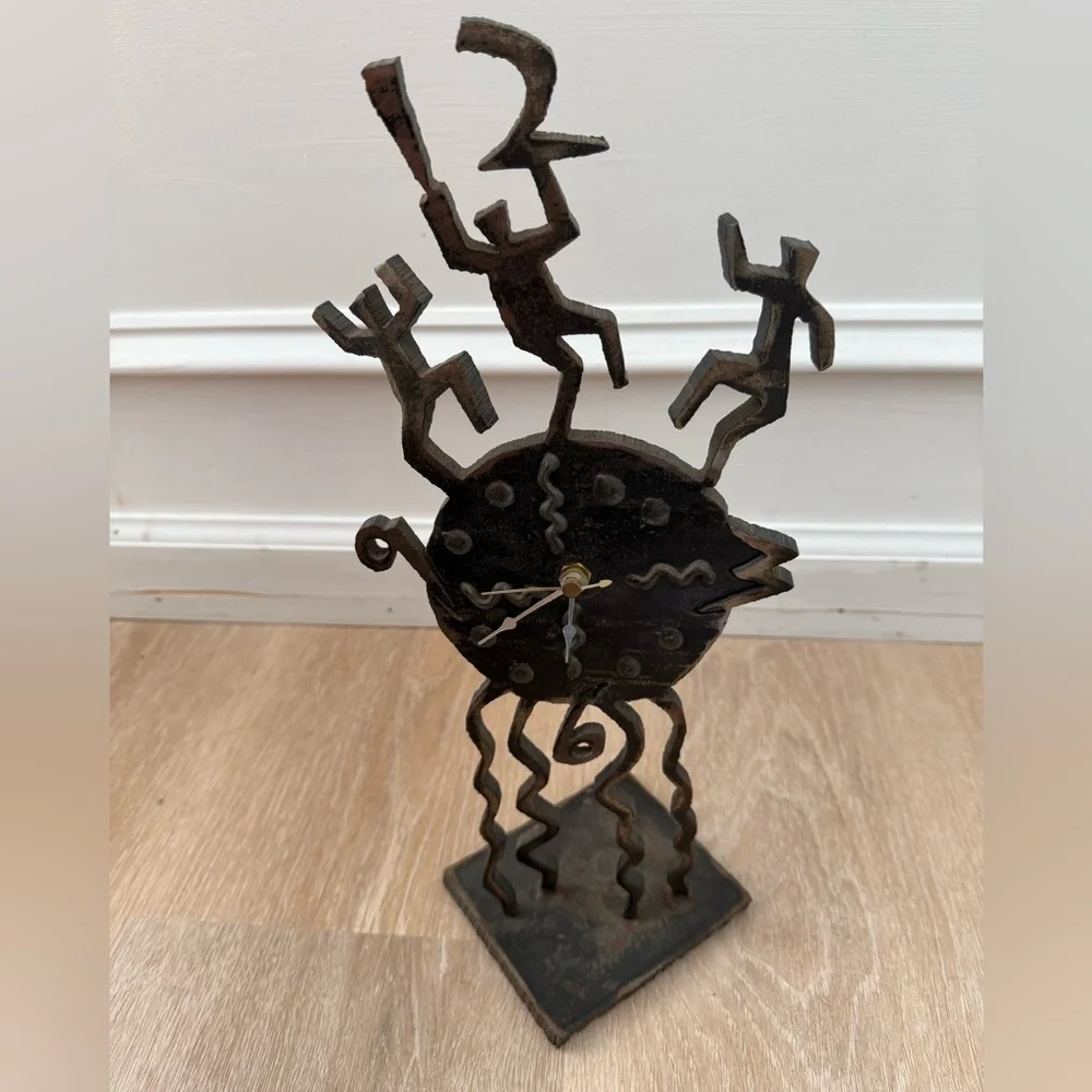 Ivan McLean Pop Art Vintage Steel Clock Handmade Heavy Clock Unique Rare Piece